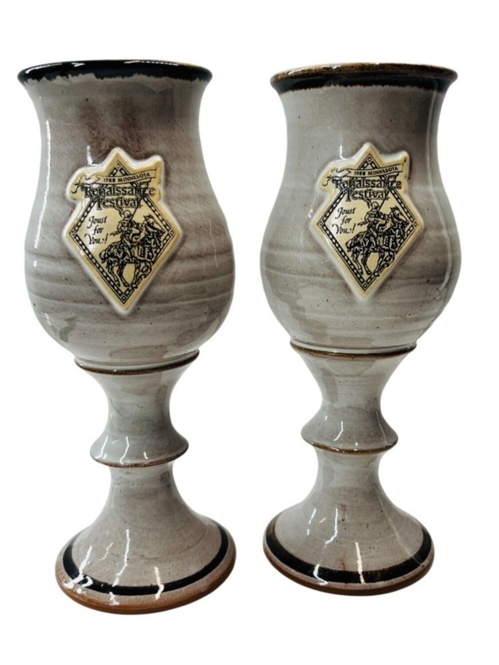 Vintage 1988 Minnesota Renaissance Festival Goblets - Set of 2, Deenen Pottery